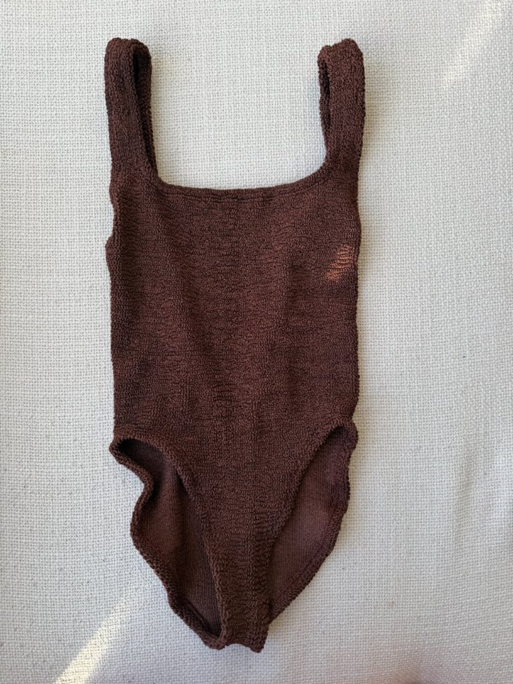 Hunza G Swimsuit Square Neck Swim Metallic Chocolate - Picture 7 of 7